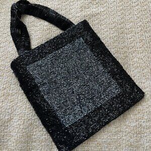 Beaded Clutch Handmade clutch Black gray bag Evening clutch